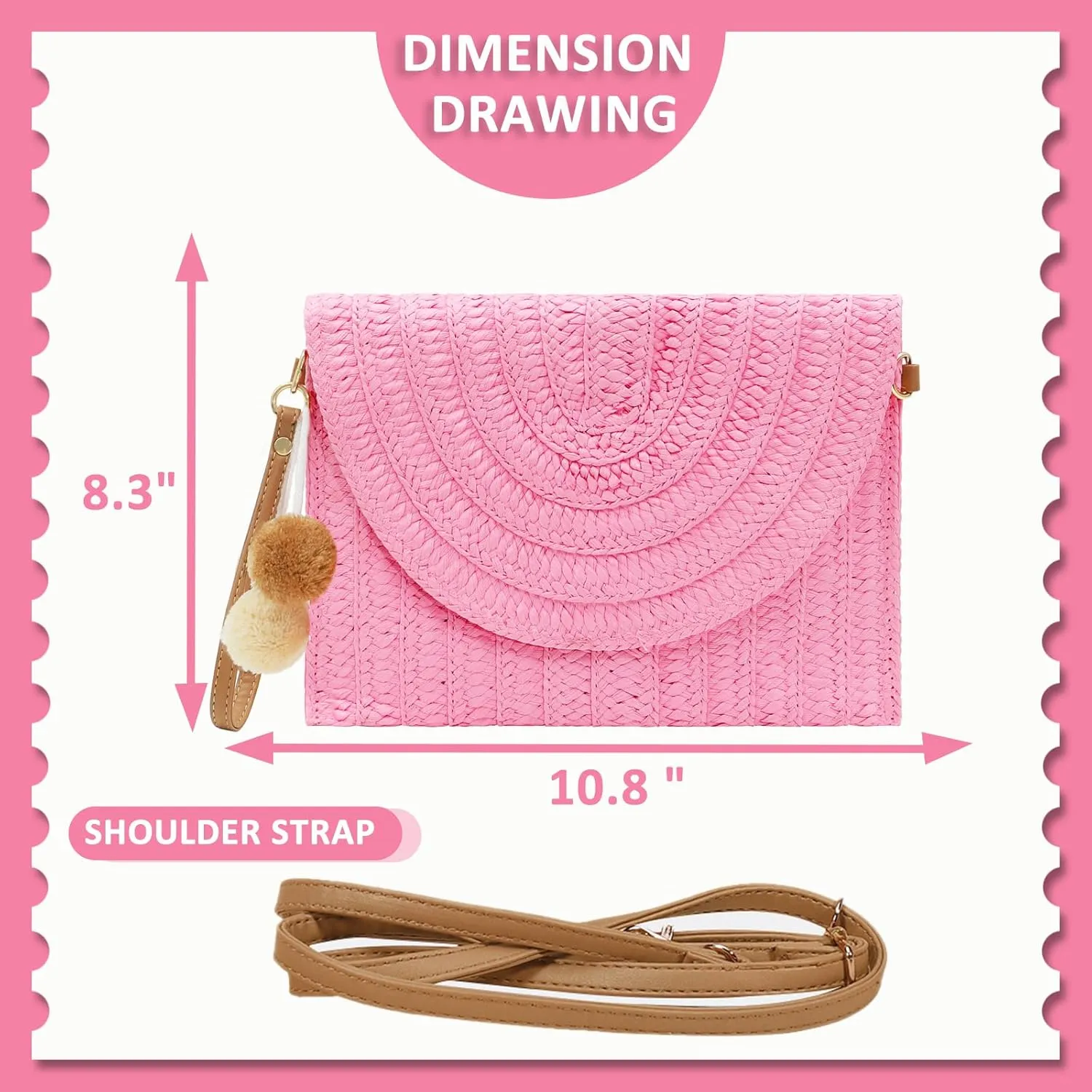 Crossbody Bags for Women, Straw Clutch Purses, Bohemian Handmade Woven Envelope Package