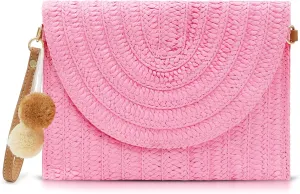 Crossbody Bags for Women, Straw Clutch Purses, Bohemian Handmade Woven Envelope Package