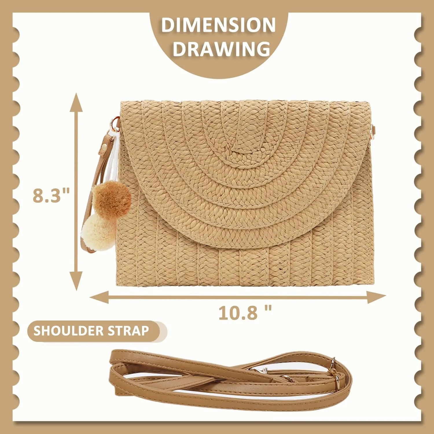 Crossbody Bags for Women, Straw Clutch Purses, Bohemian Handmade Woven Envelope Package