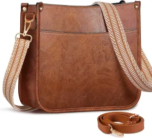 Crossbody Bags for Women, Vegan Leather Crossbody Purse with 2PCS Adjustable Strap, Trendy Handbags Shoulder Bag