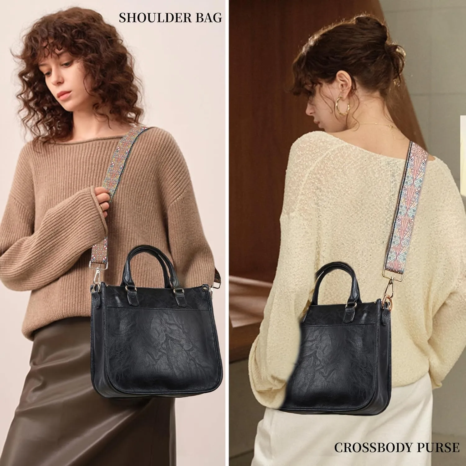 Crossbody Purses and Handbags for Women, Tote Shoulder Bag Satchel Purse and PU Leather Top Handle for Ladies