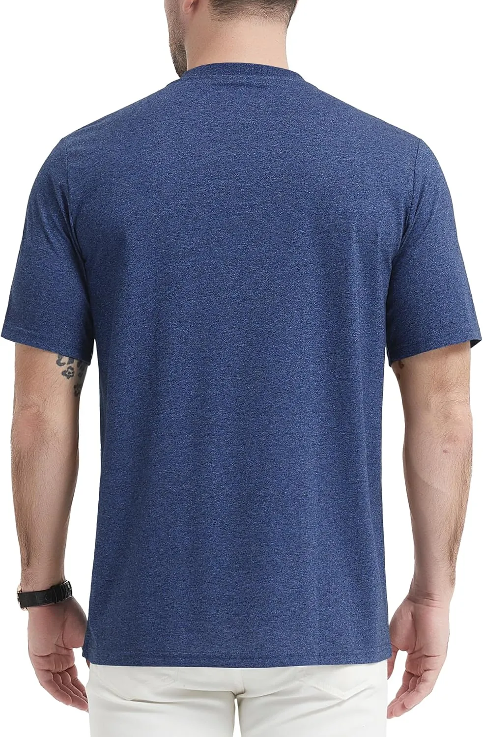 CRYSULLY Men's Henley Shirt Short Sleeve Cotton T-Shirts Pocket 3 Button Tops Lightweight Casual Basic Tee