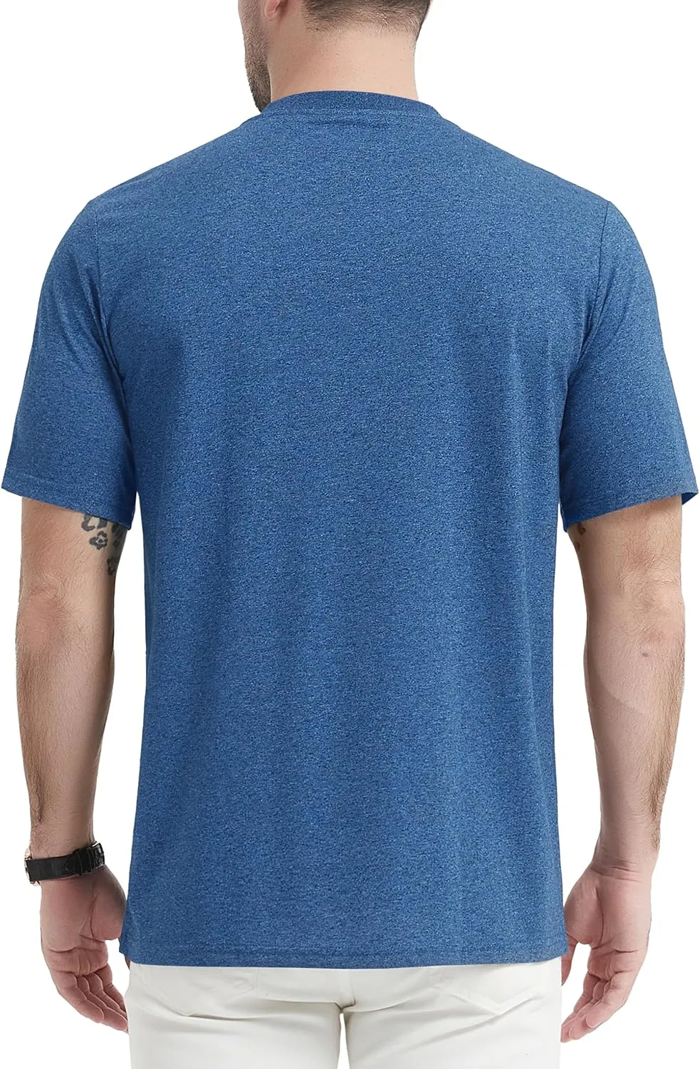 CRYSULLY Men's Henley Shirt Short Sleeve Cotton T-Shirts Pocket 3 Button Tops Lightweight Casual Basic Tee