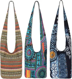 Cunno 3 Pieces Boho Bags for Crossbody Hippie Handbags Bohemian Bags Ethnic Style Accessory Lady's Hippie Crossbody Shoulder Women Tourist Handbag for Women Men Unisex