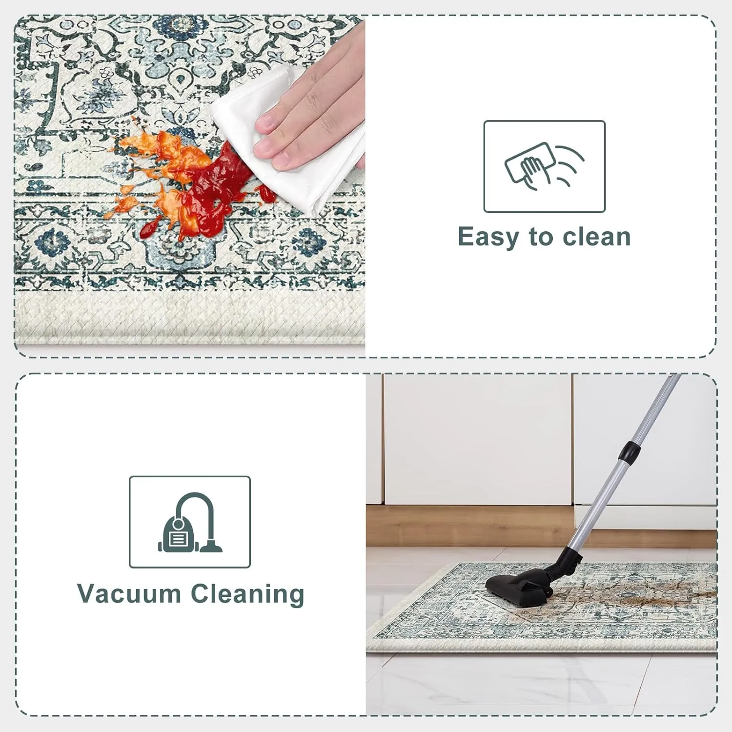 Cushioned Kitchen Floor Mats Anti Fatigue Kitchen Mat, Non-Slip Kitchen Rugs Sets of 2, Waterproof Comfort Standing Mats for Laundry Office 17.3"x29" 17.3"x59"(Light Blue)