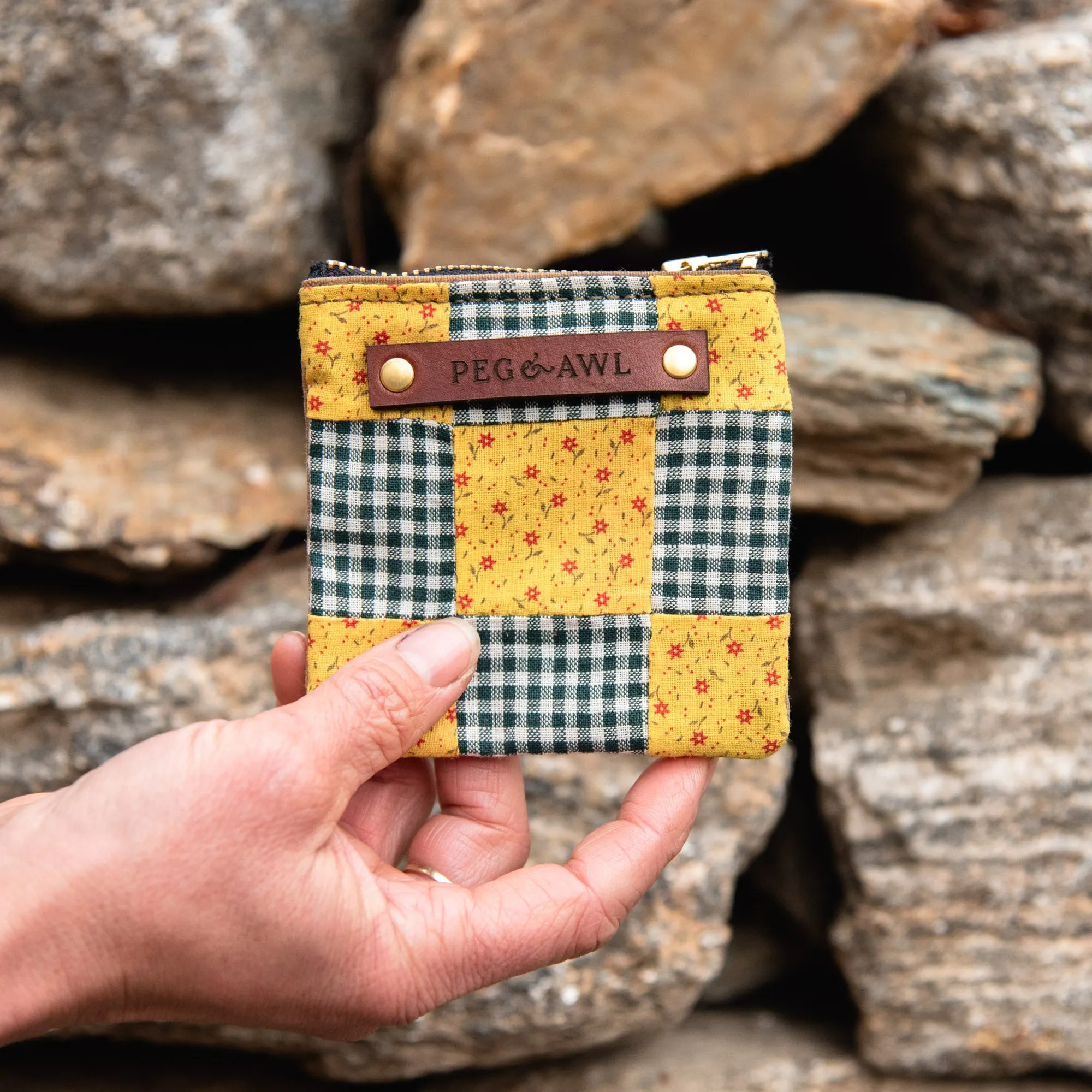 Custom Pouch with Antique Quilt Block: Noelle