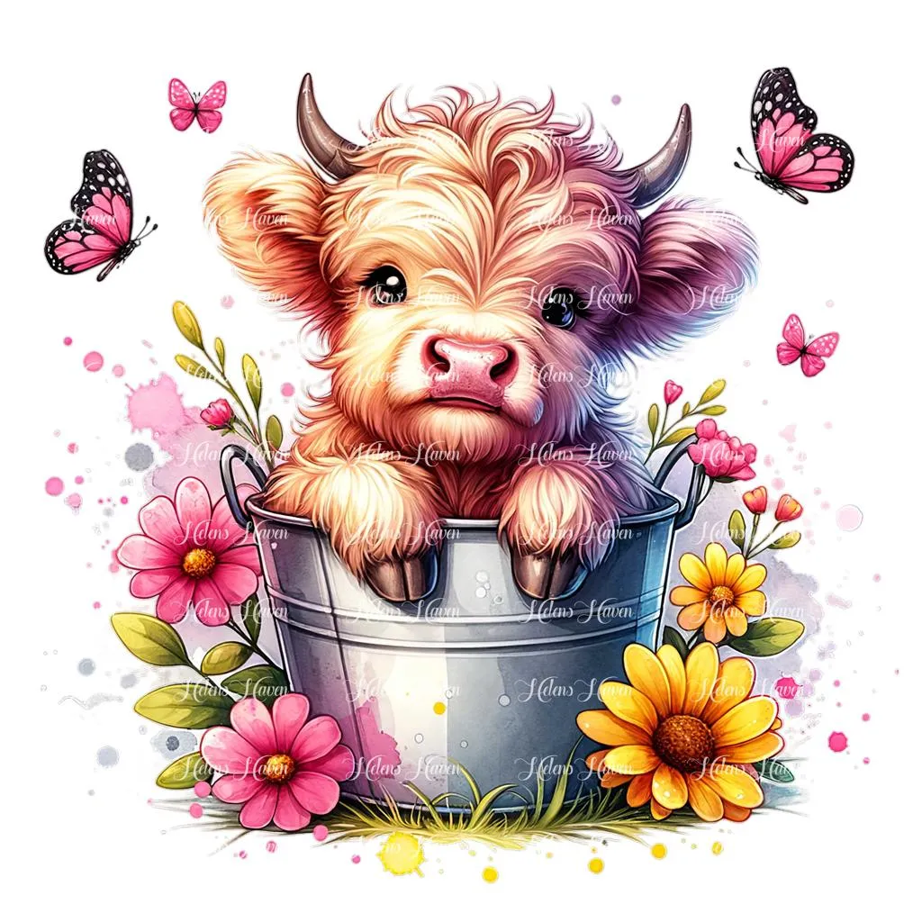 Cute Baby Cow in a Bucket