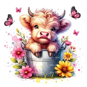 Cute Baby Cow in a Bucket