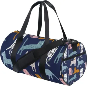 Cute Colorful Cats Creative Childish Cats on Dark Blue Portable Gym Bag, Travel Bag, Luggage bag, Sports Bag, Toiletry Bag with Handles, Detachable Shoulder Strap 17.6 x 9 x 9 inch