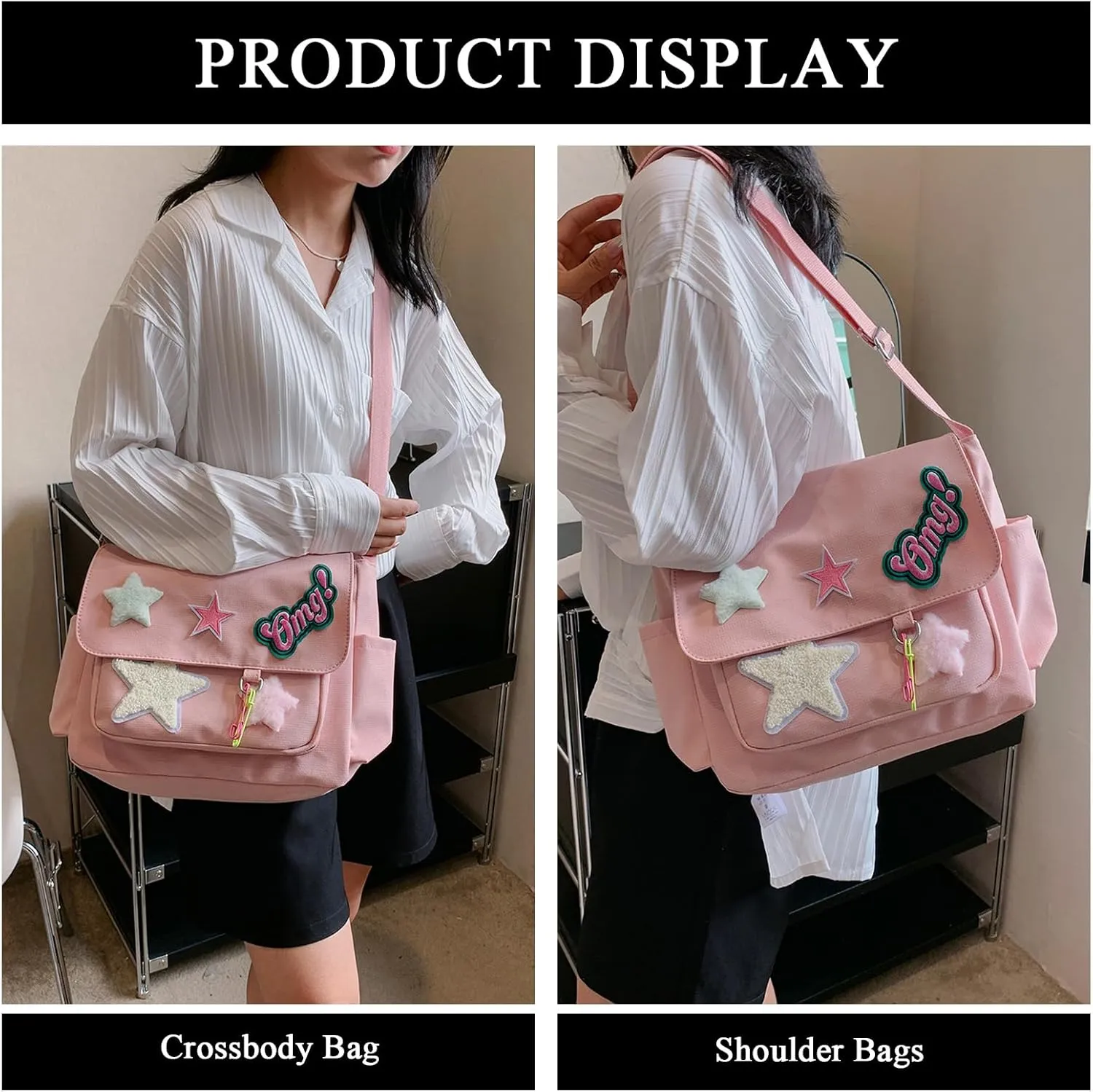 Cute Messenger Bag, Crossbody Bags for Women Kawaii Messenger Bags Purses