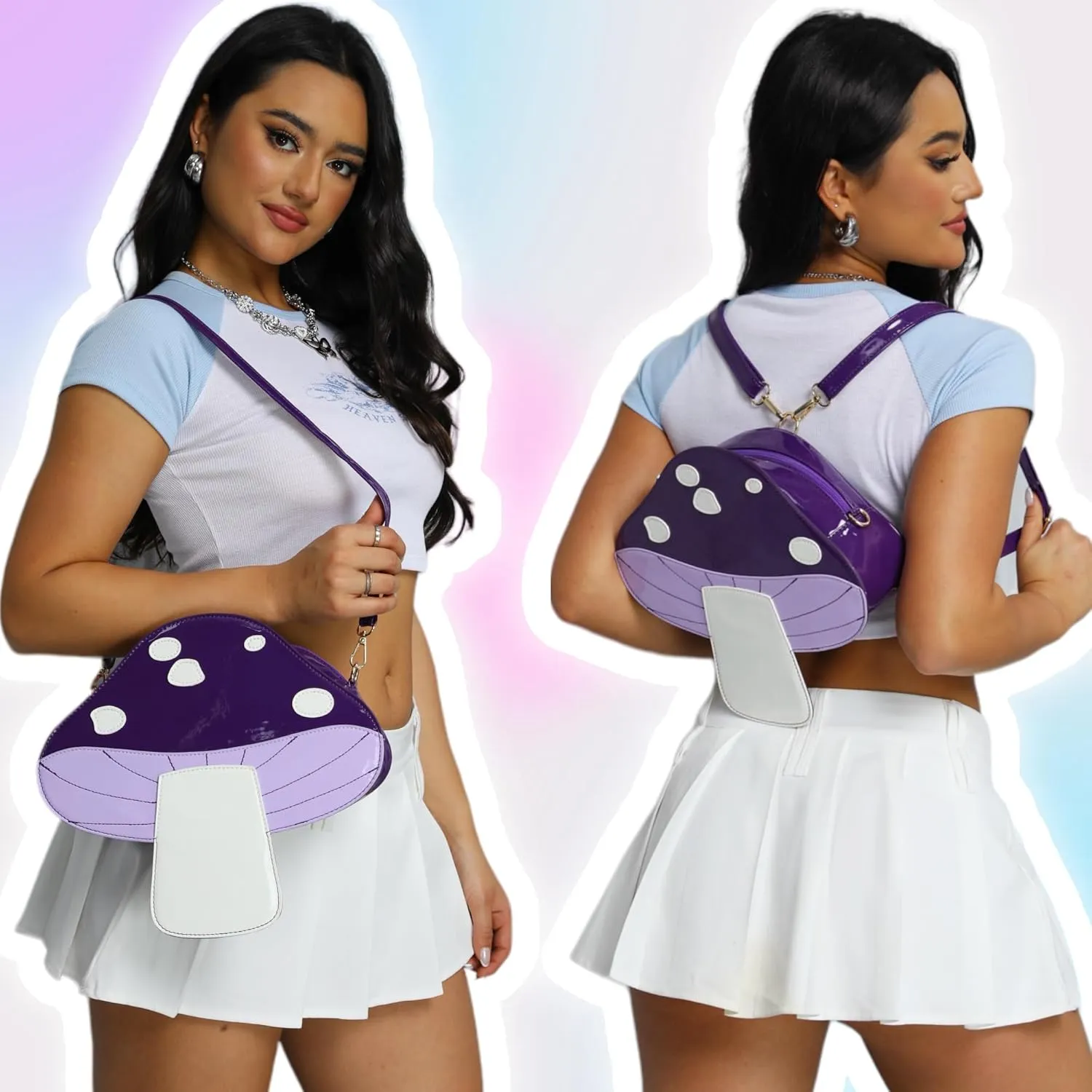 Cute Mushroom Backpack Purse Shoulder Bag for Women Funny Shaped Purses and Handbags Novelty Crossbody Bag