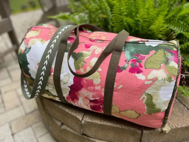 Dallas Duffel - Rose & Olive Duffel Bag - Travel Bag - Overnight Bag - Floral