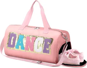 Dance Duffle Bag for women Bag with Adjustable Carry Strap and Handy Pouch Dance Backpack for Dancers(Pink)