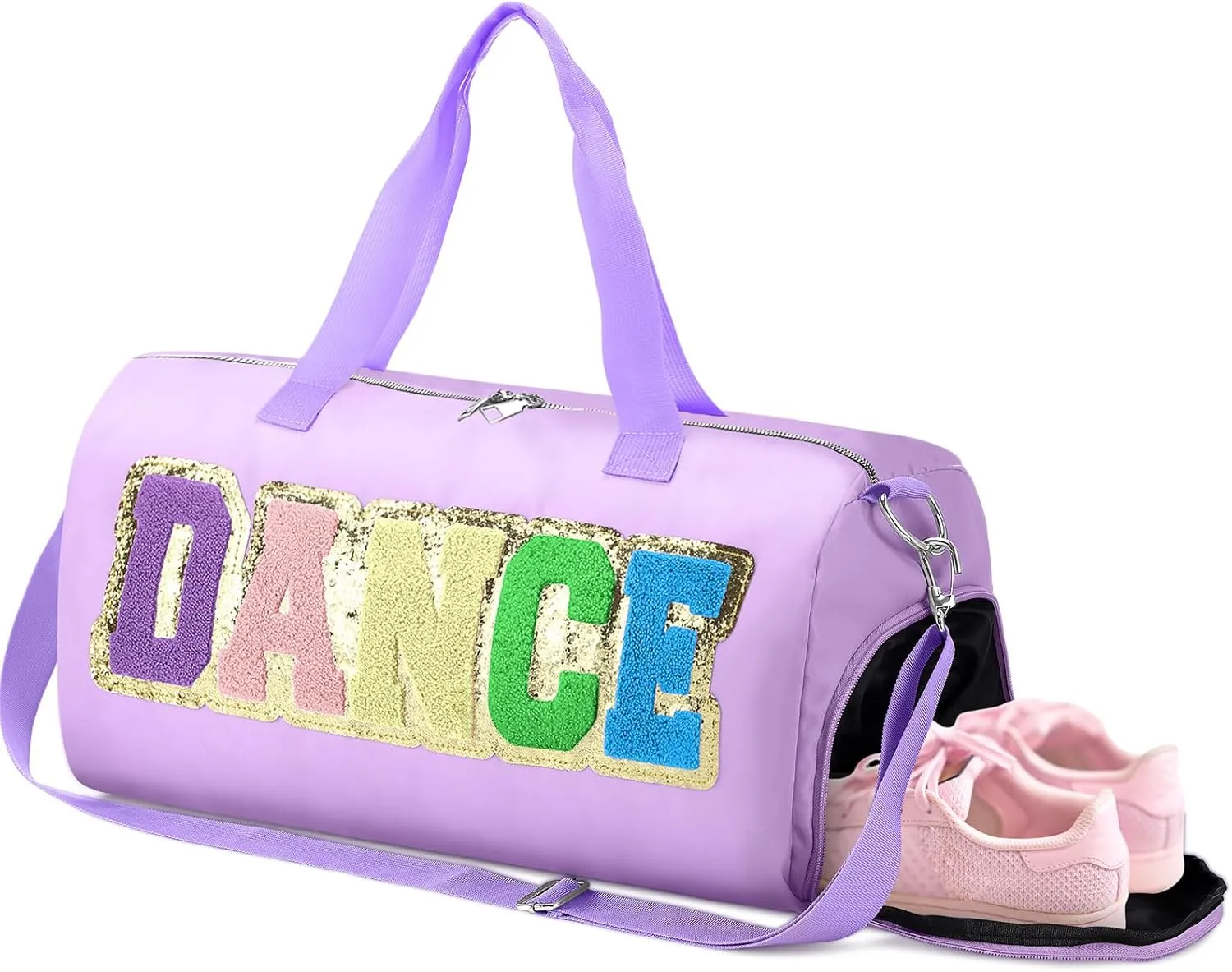Dance Duffle Bag for women Bag with Adjustable Carry Strap and Handy Pouch Dance Backpack for Dancers(Purple)