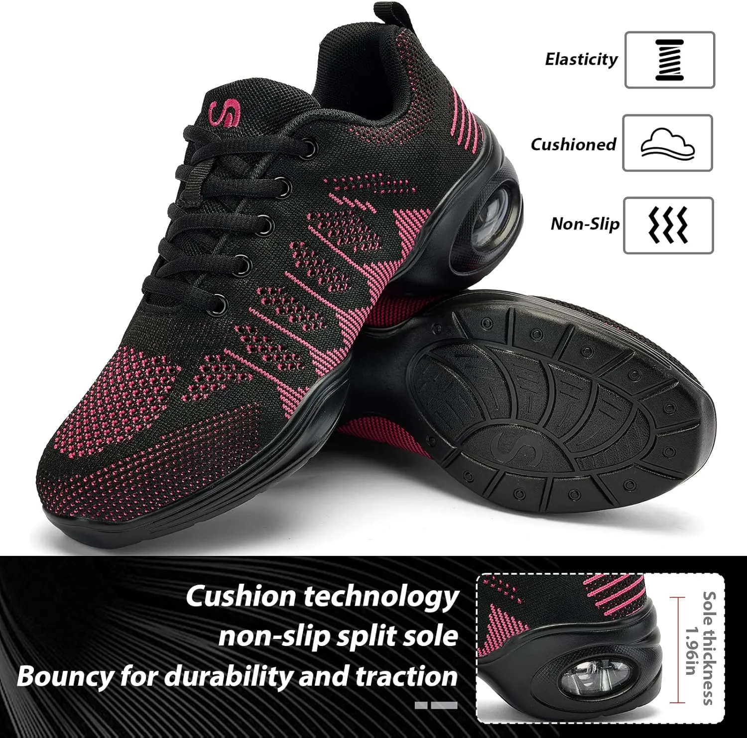 Dance Shoes for Women Jazz Shoes Women Dance Sneakers Breathable Air Cushion Split Sole Athletic Walking Dance Shoes Platform Shoe