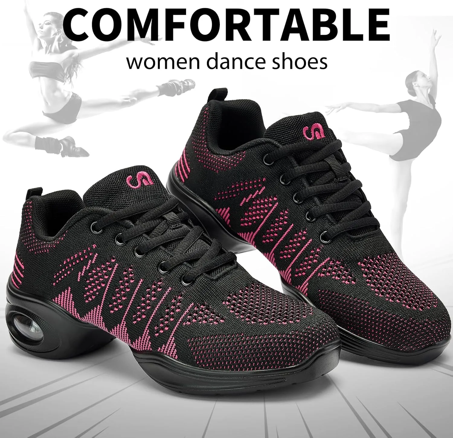 Dance Shoes for Women Jazz Shoes Women Dance Sneakers Breathable Air Cushion Split Sole Athletic Walking Dance Shoes Platform Shoe