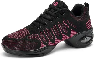 Dance Shoes for Women Jazz Shoes Women Dance Sneakers Breathable Air Cushion Split Sole Athletic Walking Dance Shoes Platform Shoe