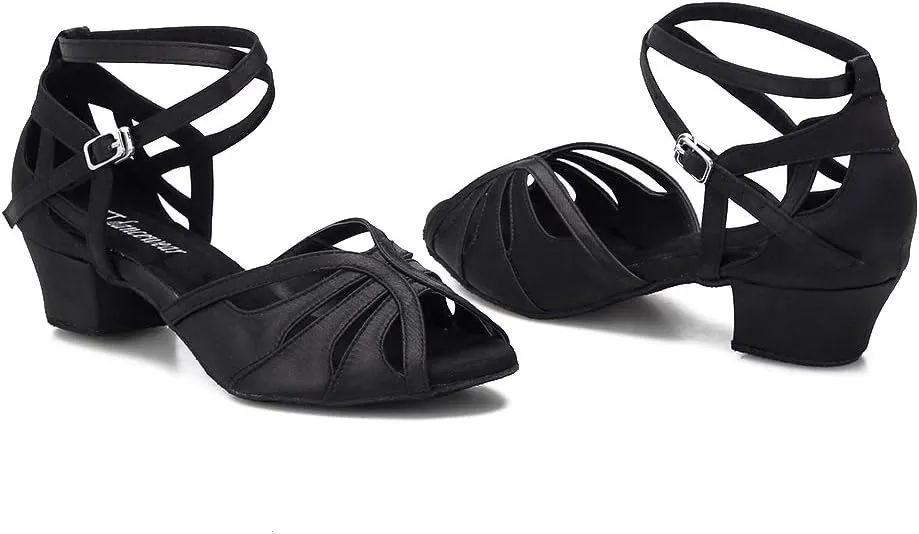 Dance Shoes for Women Low Heel Ballroom Dance Shoes Salsa Latin Practice Dancing Shoes Cuban Heels 1.5 inch
