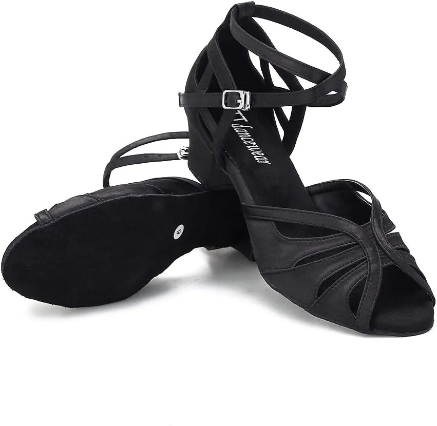 Dance Shoes for Women Low Heel Ballroom Dance Shoes Salsa Latin Practice Dancing Shoes Cuban Heels 1.5 inch