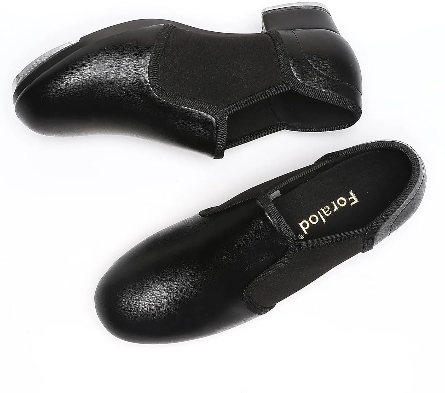 Dance Tap Shoes for Women Half Soles Dance Shoes Womens Leather Non Slip Jazz Shoes for Women,Black