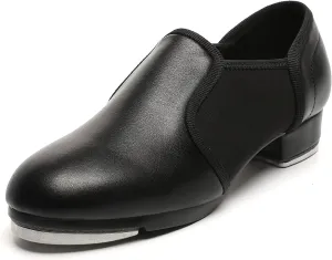 Dance Tap Shoes for Women Half Soles Dance Shoes Womens Leather Non Slip Jazz Shoes for Women,Black