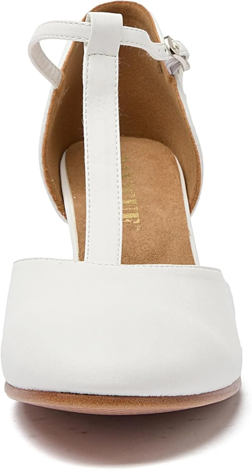 Danzcue T-Strap Character Dance Shoes for Women Big Kid, Ballroom Dance Shoes, 3 Inch / 2.3 Inch Heel,