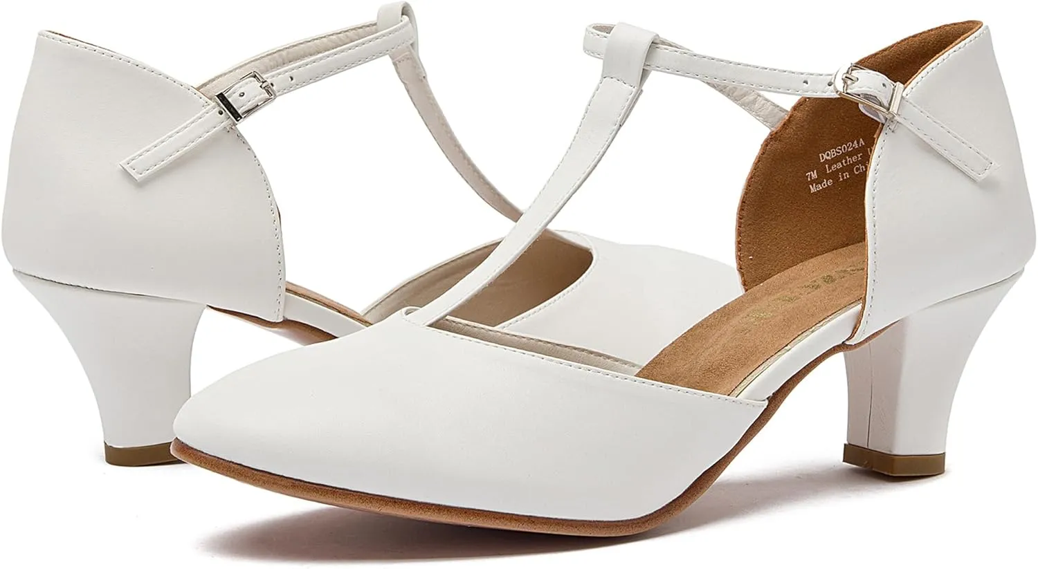 Danzcue T-Strap Character Dance Shoes for Women Big Kid, Ballroom Dance Shoes, 3 Inch / 2.3 Inch Heel,