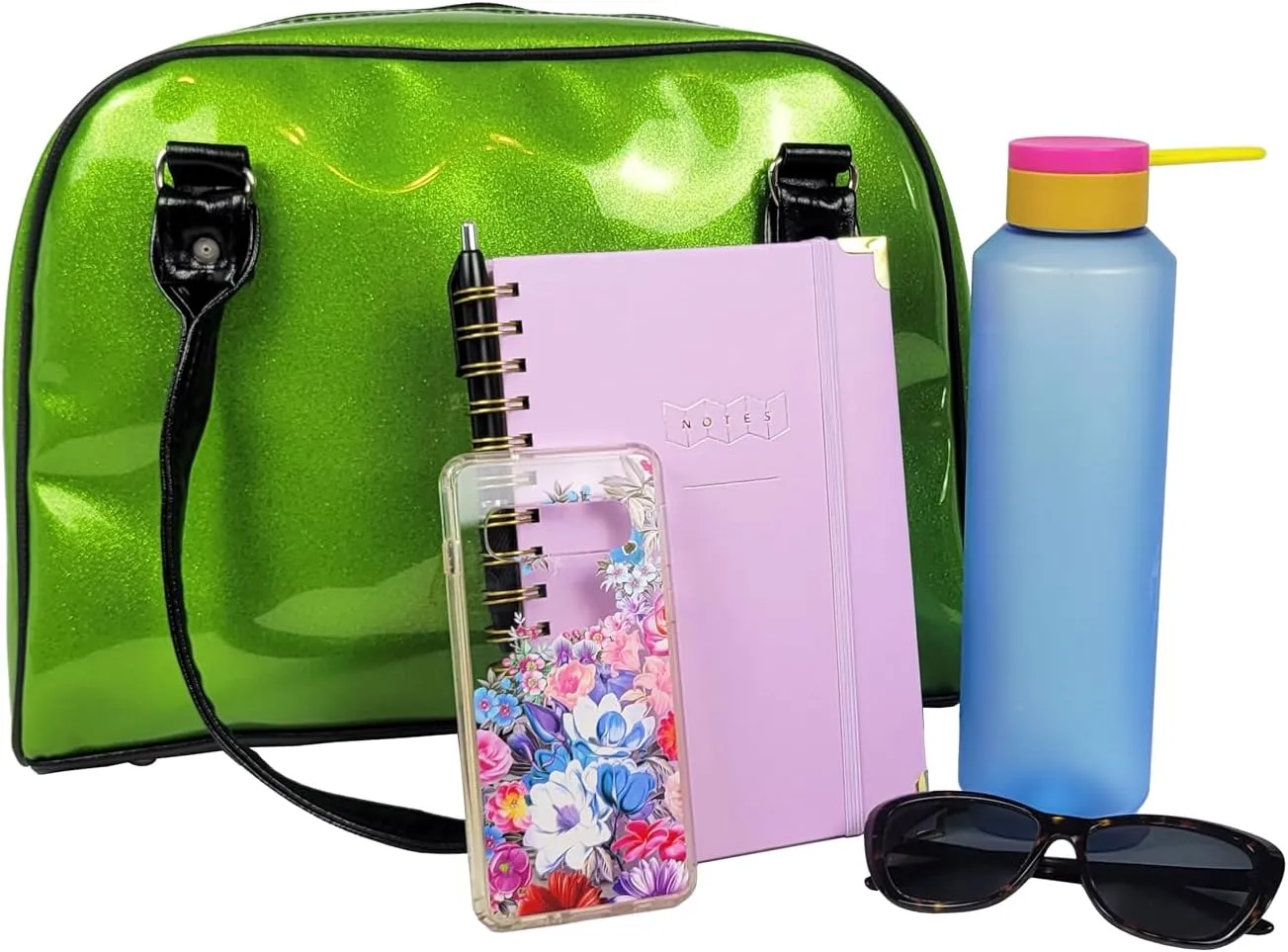 Dazzling, Colorful, Sparkly, Faux Patent Leather, Large, Shiny, Handbag, Travel Bag, Satchel, Fav Tote