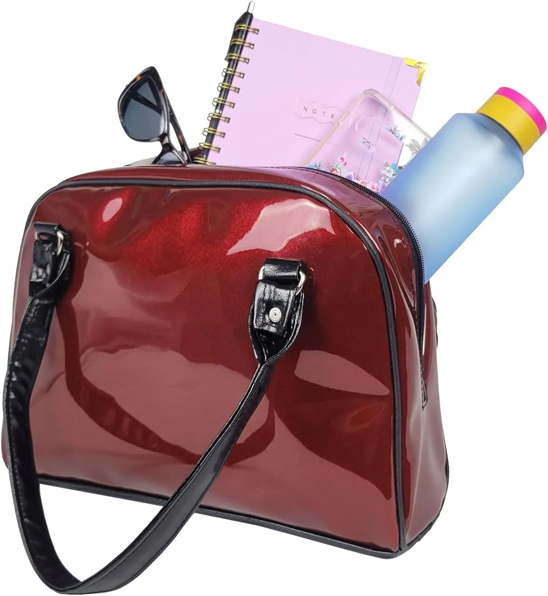 Dazzling, Colorful, Sparkly, Faux Patent Leather, Large, Shiny, Handbag, Travel Bag, Satchel, Fav Tote