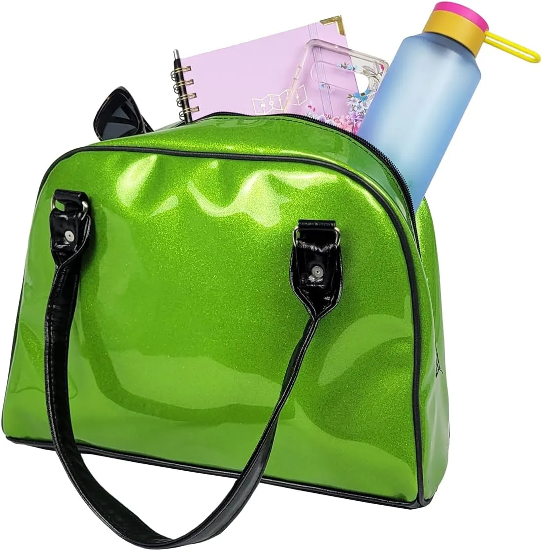 Dazzling, Colorful, Sparkly, Faux Patent Leather, Large, Shiny, Handbag, Travel Bag, Satchel, Fav Tote