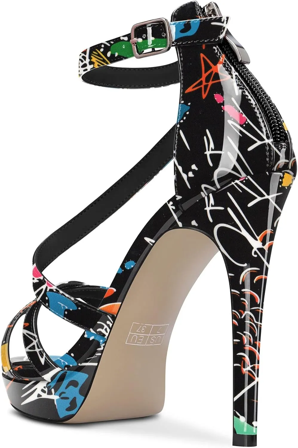 DearOnly Women Platform Stiletto High Heel Peep Open Toe Pumps Ankle Strap Zipper Wedding Cute 4.7 Inches Heels