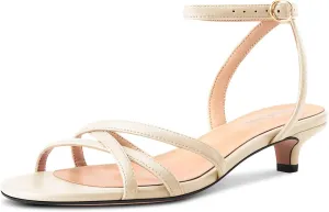 DearOnly Womens Ankle Strap Peep Open Toe Low Heels Strappy Kitten Heel Sandals Slingback Prom Buckle Dress Shoes 1.4 Inches Heels