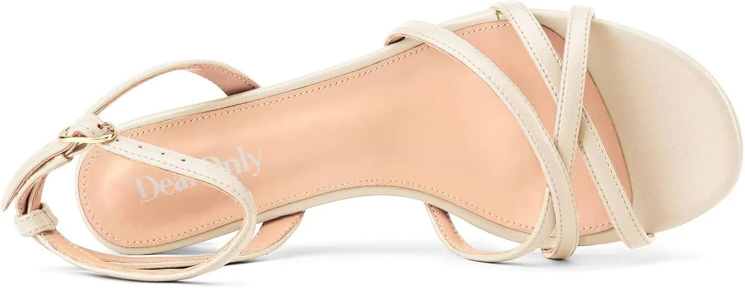 DearOnly Womens Ankle Strap Peep Open Toe Low Heels Strappy Kitten Heel Sandals Slingback Prom Buckle Dress Shoes 1.4 Inches Heels