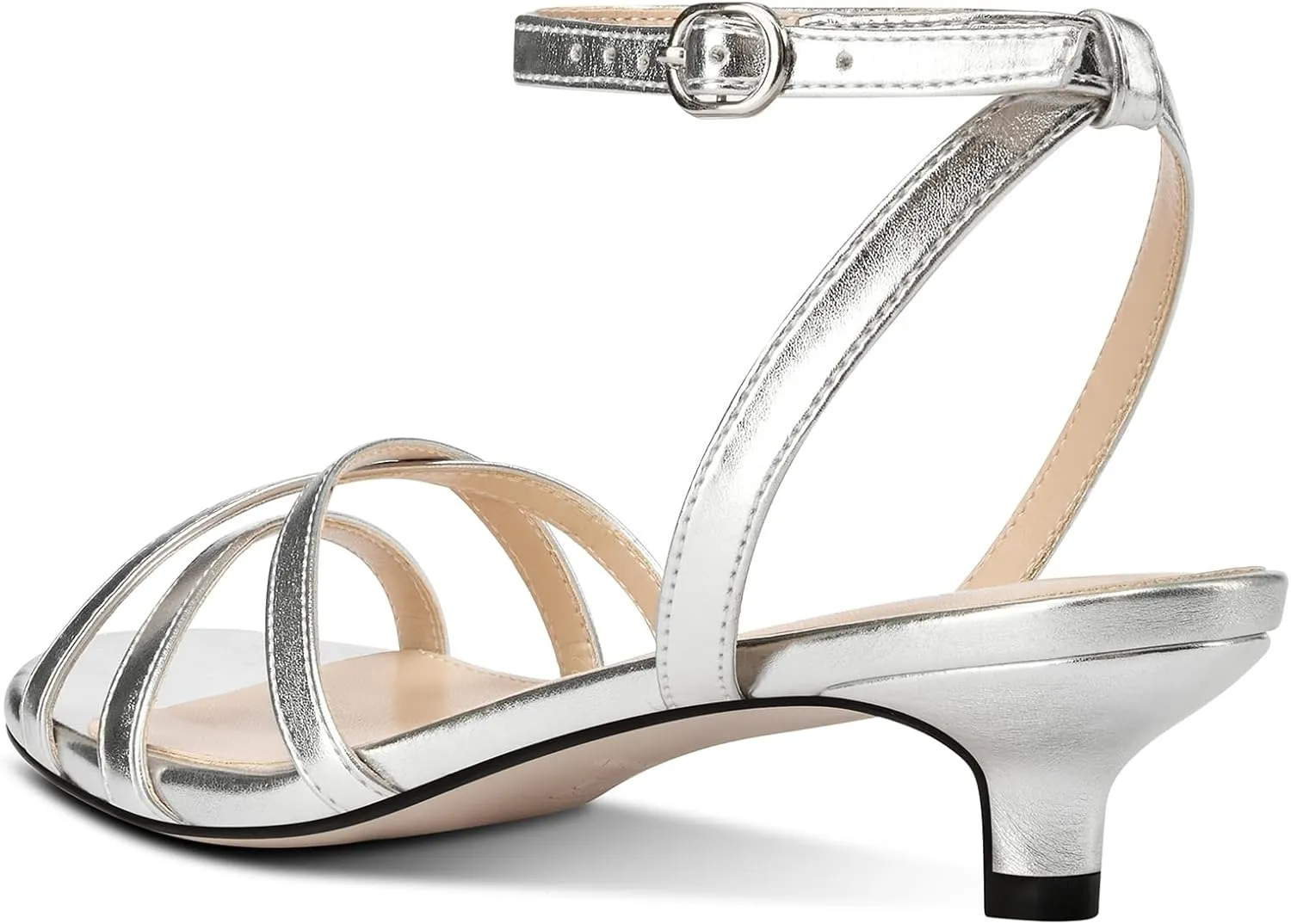 DearOnly Womens Ankle Strap Peep Open Toe Low Heels Strappy Kitten Heel Sandals Slingback Prom Buckle Dress Shoes 1.4 Inches Heels