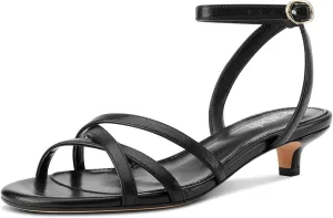 DearOnly Womens Ankle Strap Peep Open Toe Low Heels Strappy Kitten Heel Sandals Slingback Prom Buckle Dress Shoes 1.4 Inches Heels