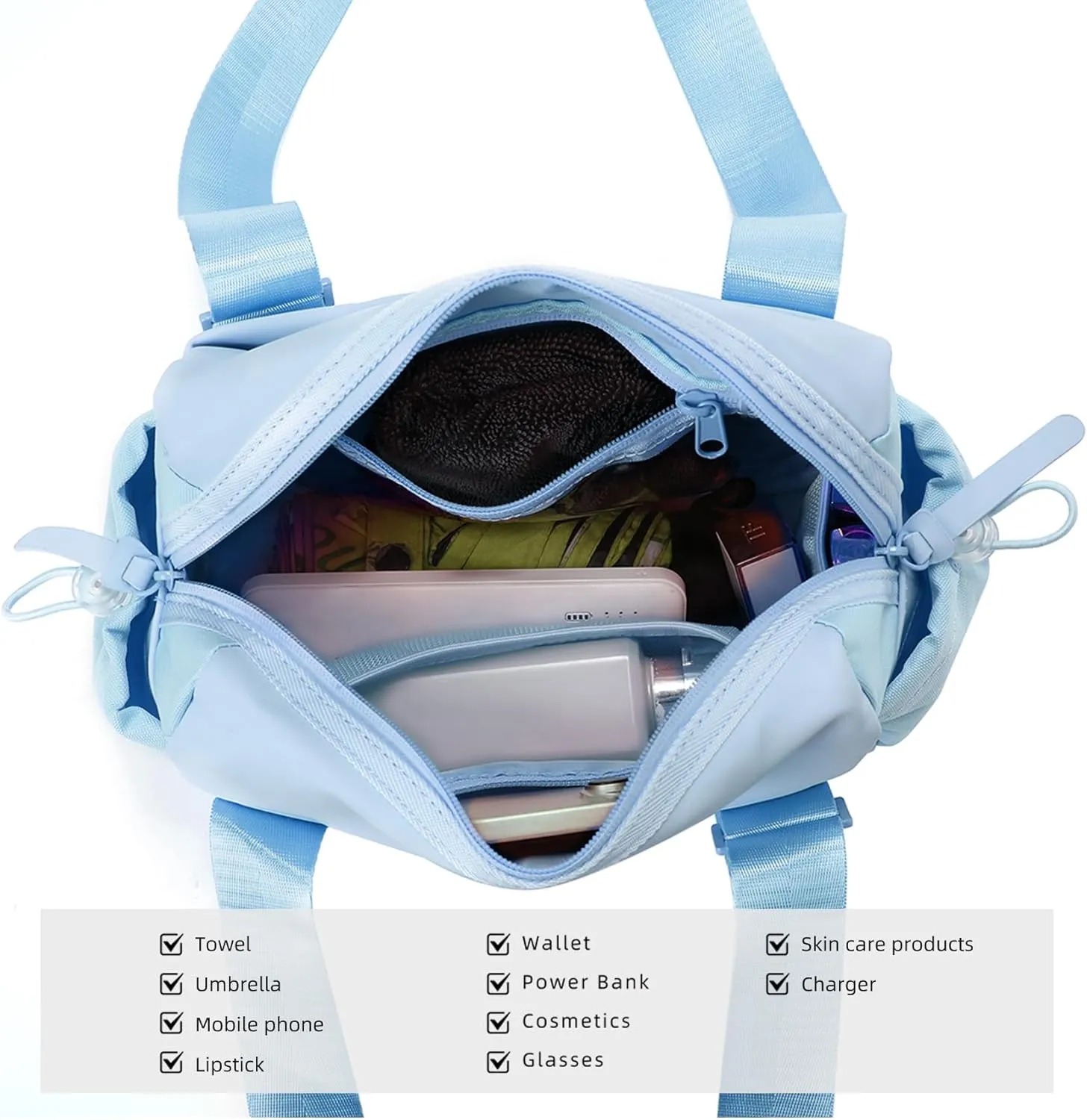 Didida Small Gym Bag for Women Girls,Waterproof Mini Gym Bag with Wet Compartment,Small Duffle Bag for Workout Sport Travel Weekender,Blue
