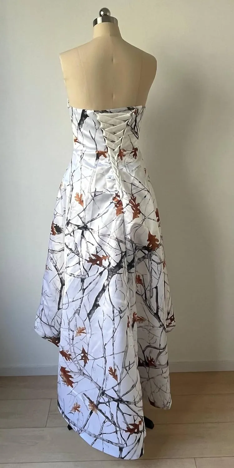 DINGZANCAMO Camouflage and Lace Wedding Dresses High Low Bridesmaid Dress Prom Gowns