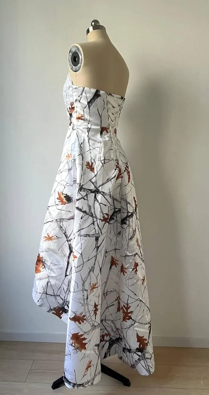 DINGZANCAMO Camouflage and Lace Wedding Dresses High Low Bridesmaid Dress Prom Gowns