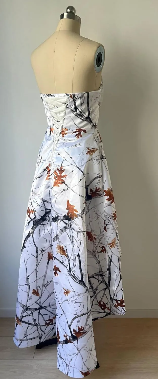 DINGZANCAMO Camouflage and Lace Wedding Dresses High Low Bridesmaid Dress Prom Gowns