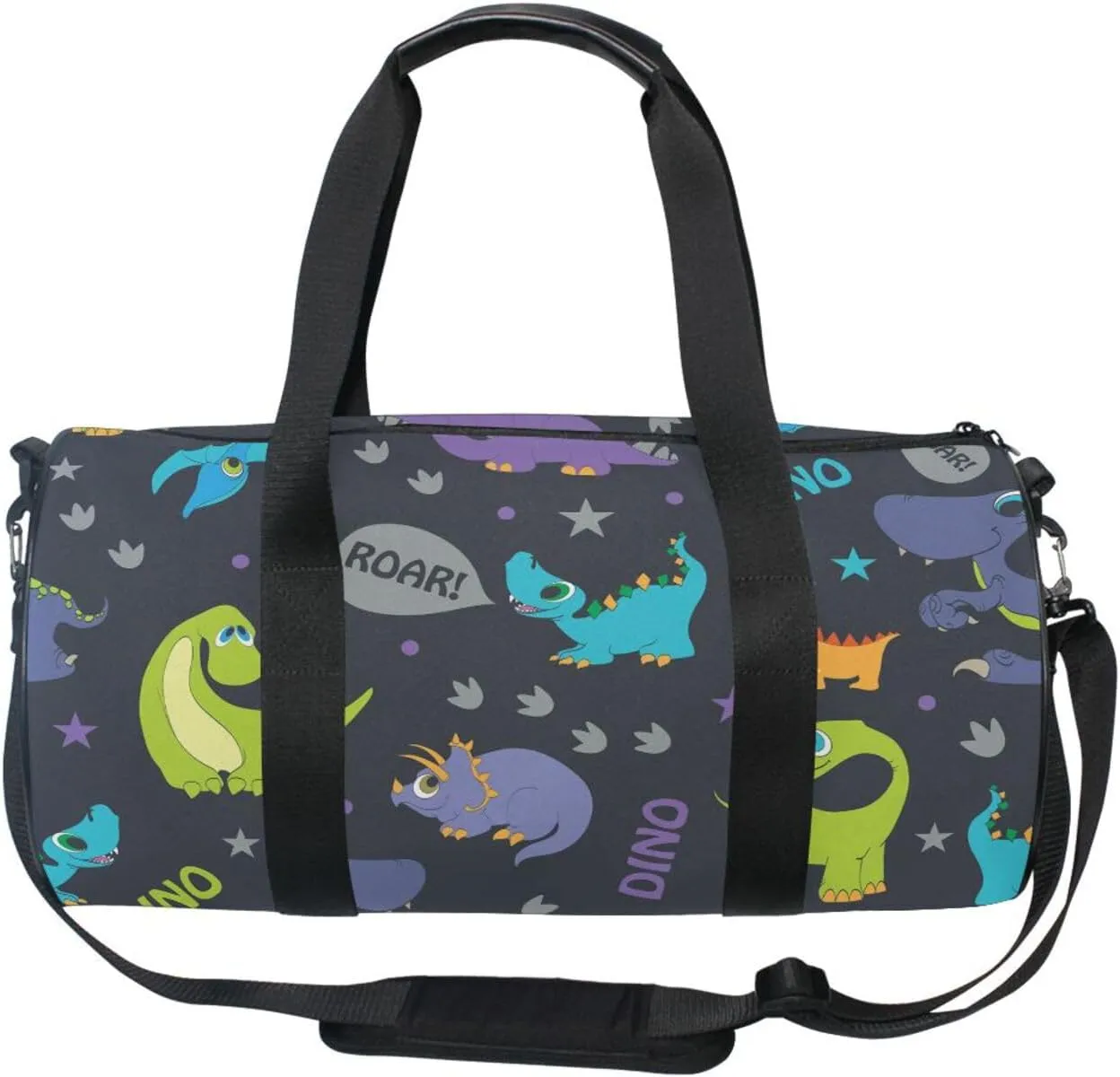 Dinosaurs Roaring Pterodactyl Triceratops Stegosaurus Portable Gym Bag, Travel Bag, Luggage bag, Sports Bag, Toiletry Bag with Handles, Detachable Shoulder Strap 17.6 x 9 x 9 inch