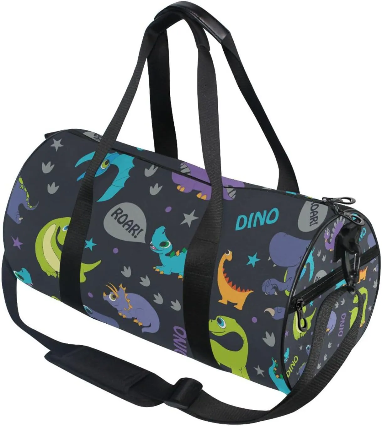 Dinosaurs Roaring Pterodactyl Triceratops Stegosaurus Portable Gym Bag, Travel Bag, Luggage bag, Sports Bag, Toiletry Bag with Handles, Detachable Shoulder Strap 17.6 x 9 x 9 inch