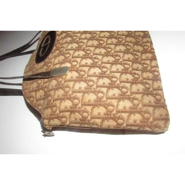 Dior Brown Trotter Print Top Handle Satchel w CD Patch