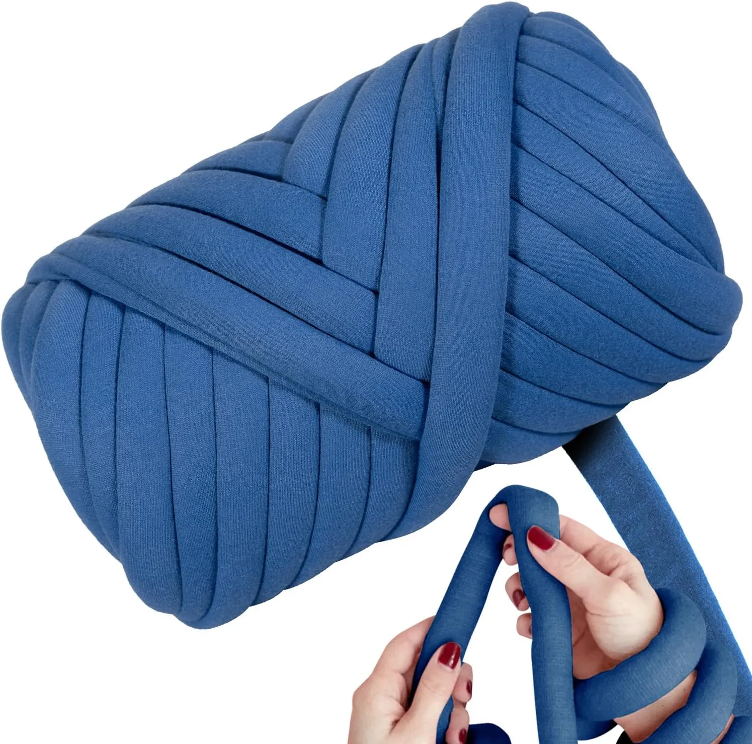 DIY, 2.2 LBS of Soft Polyester Bulky Yarn for Hand Knitting Blanket, Pillow, Handbag, Blue, 41.5 Yards, Arm Knitting Yarn for Chunky Braided Knot Throw Blanket, Weave Craft Crochet