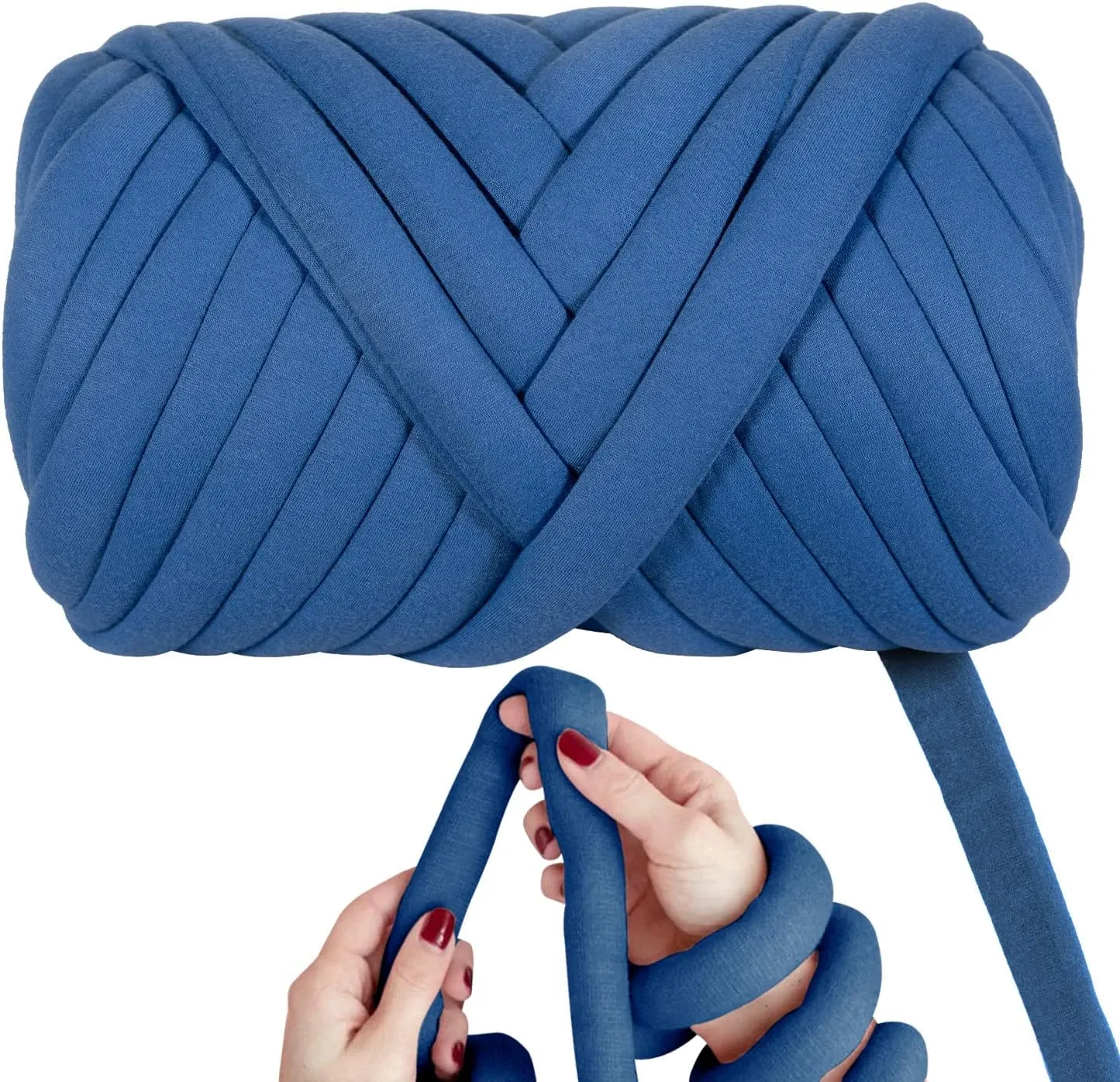 DIY, 2.2 LBS of Soft Polyester Bulky Yarn for Hand Knitting Blanket, Pillow, Handbag, Blue, 41.5 Yards, Arm Knitting Yarn for Chunky Braided Knot Throw Blanket, Weave Craft Crochet