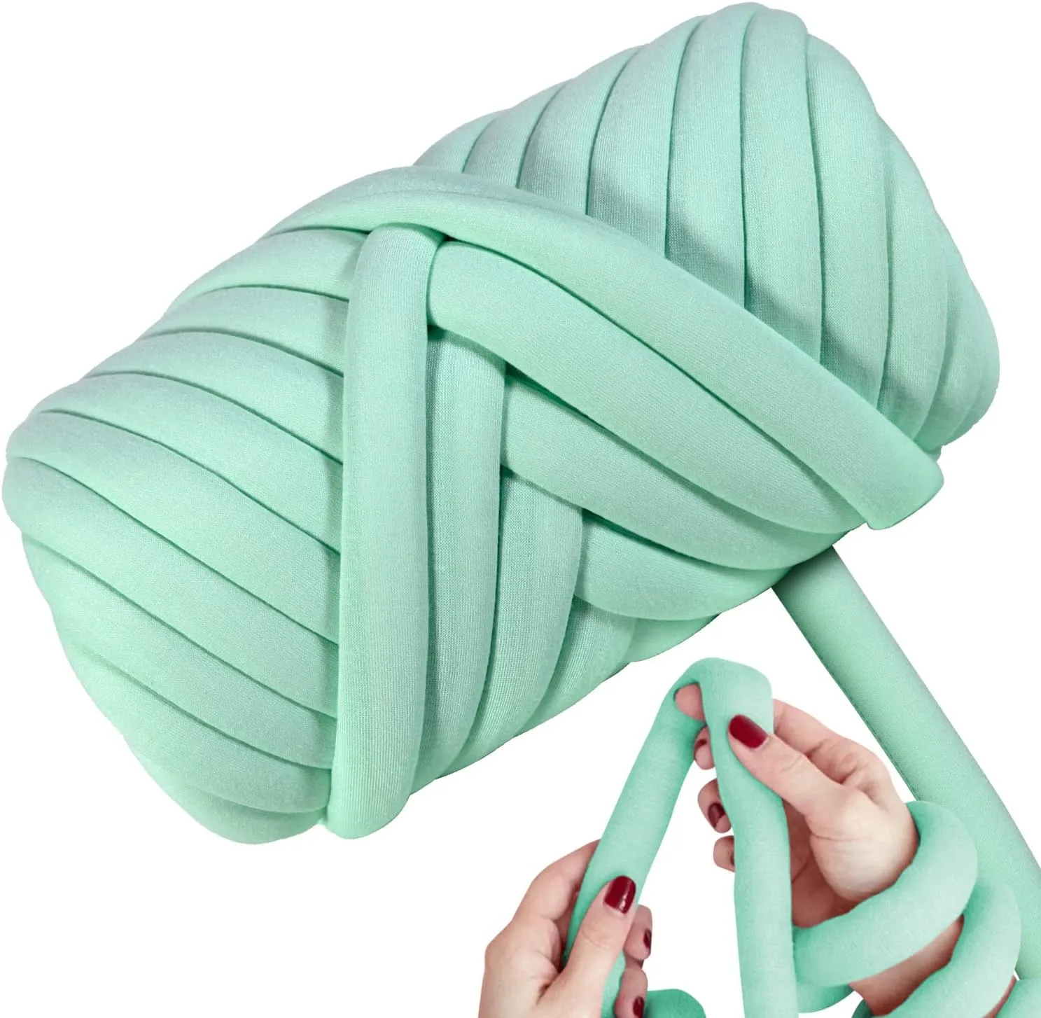 DIY, 2.2 LBS of Soft Polyester Bulky Yarn for Hand Knitting Blanket, Pillow, Handbag, Minty Green, 41.5 Yards, Arm Knitting Yarn for Chunky Braided Knot Throw Blanket, Weave Craft Crochet
