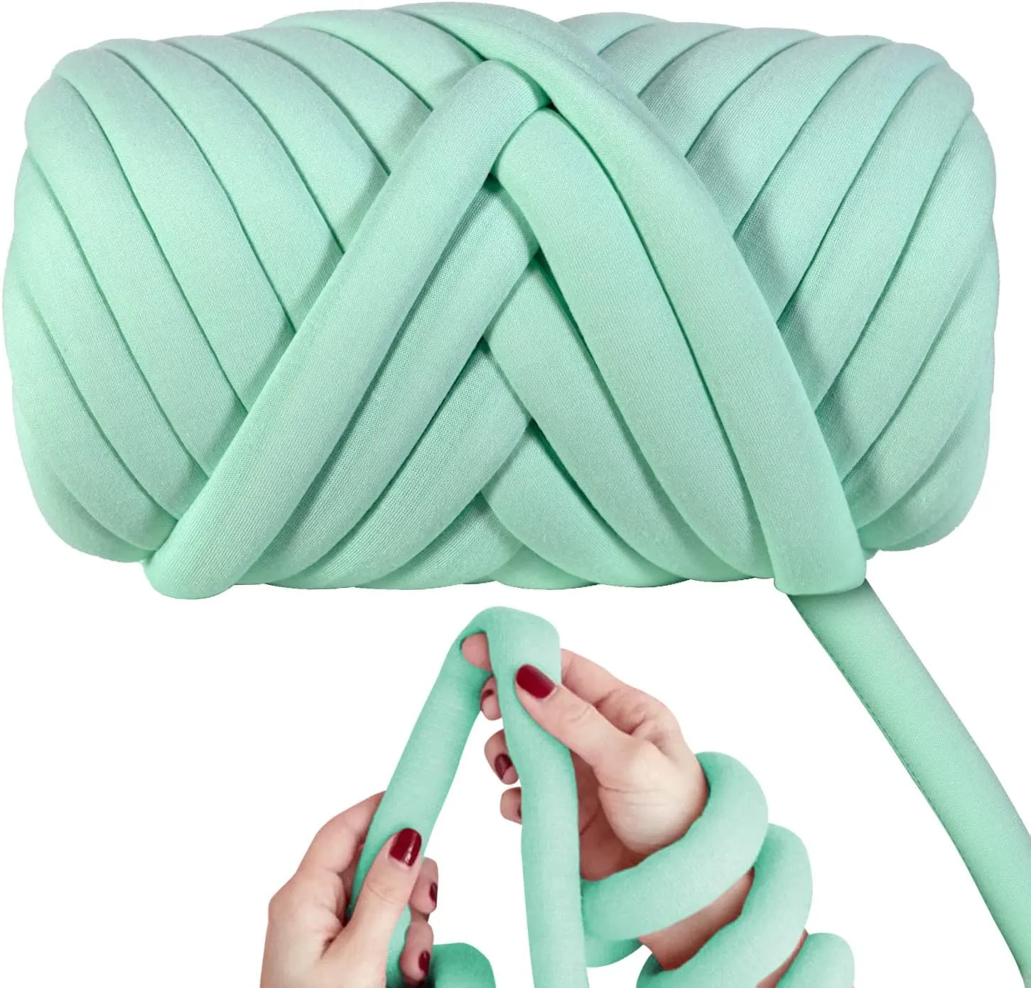 DIY, 2.2 LBS of Soft Polyester Bulky Yarn for Hand Knitting Blanket, Pillow, Handbag, Minty Green, 41.5 Yards, Arm Knitting Yarn for Chunky Braided Knot Throw Blanket, Weave Craft Crochet