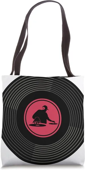 DJ Vintage Phonograph Record Music Lover LP Art Vinyl Tote Bag