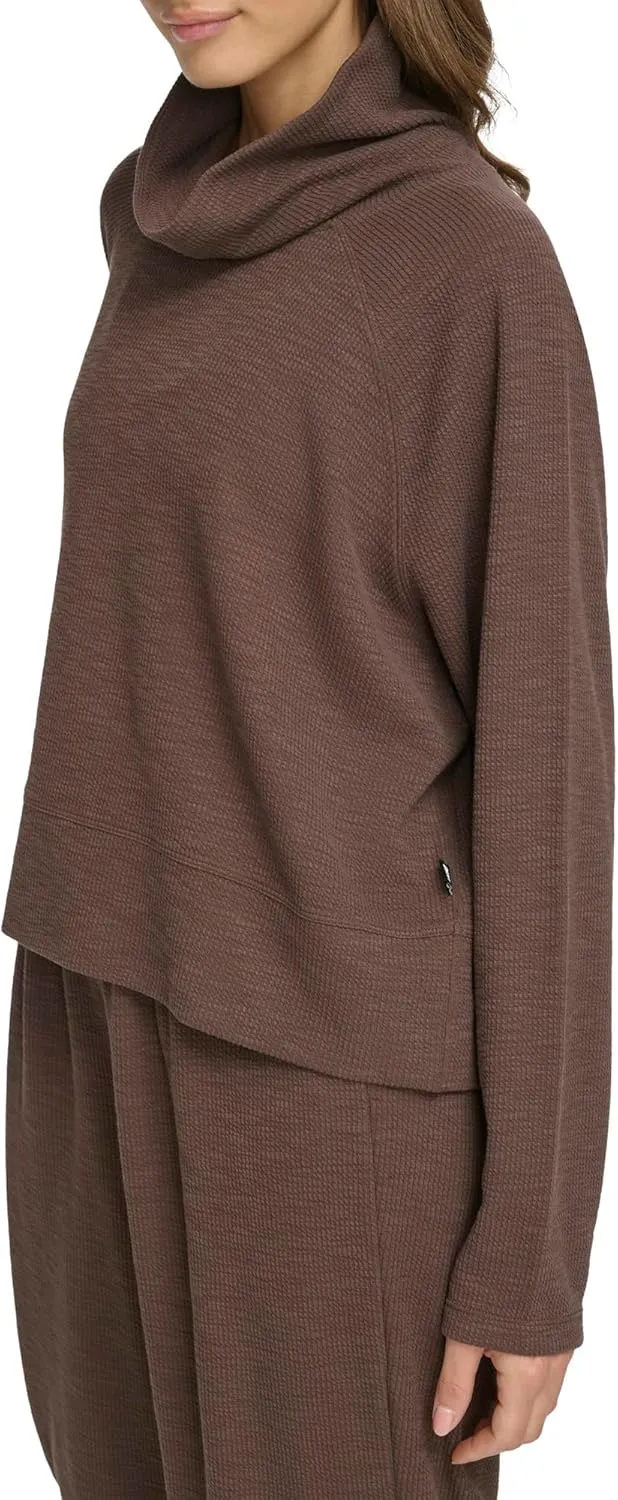 DKNY Women's Performance Pullover Tech Slub Funnel Neck