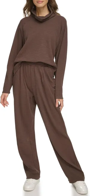DKNY Women's Performance Pullover Tech Slub Funnel Neck