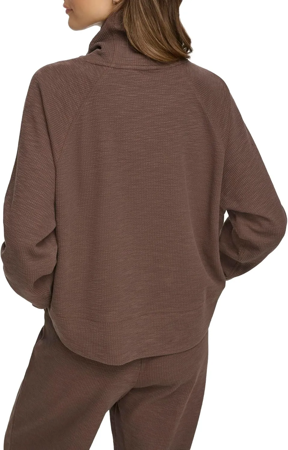 DKNY Women's Performance Pullover Tech Slub Funnel Neck
